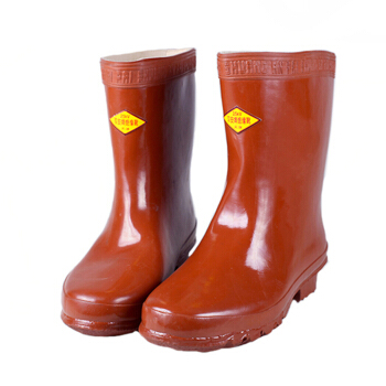 双安 高压25KV绝缘靴中筒电工雨靴劳保橡胶靴（棕）45码